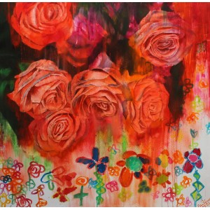 Aina Adnan, Nostalgia, 48 x 48 Inch, Oil on Canvas, Floral Painting, AC-AIAD-001